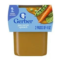 Gerber Baby Food Stage 2 Pea Carrot Spinach Puree Tub - 2ct/4oz Each