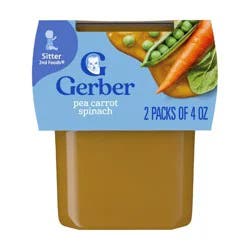 Gerber Baby Food Stage 2 Pea Carrot Spinach Puree Tub - 2ct/4oz Each