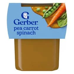 Gerber Non-GMO Baby Food Stage 2 Pea Carrot Spinach Puree Tub - 2ct/4oz Each