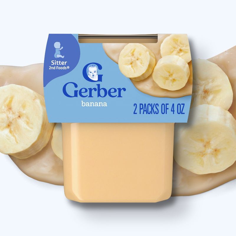slide 2 of 8, Gerber Baby Food Stage 2 Banana Puree Tub - 2ct/8oz, 2 ct; 8 oz