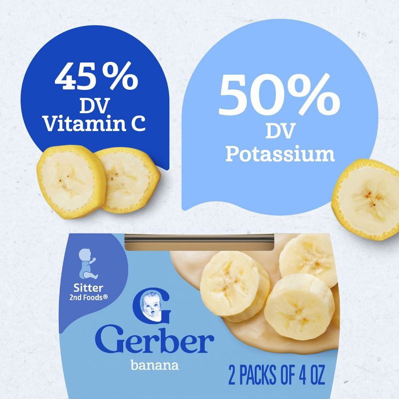 slide 3 of 8, Gerber Baby Food Stage 2 Banana Puree Tub - 2ct/8oz, 2 ct; 8 oz