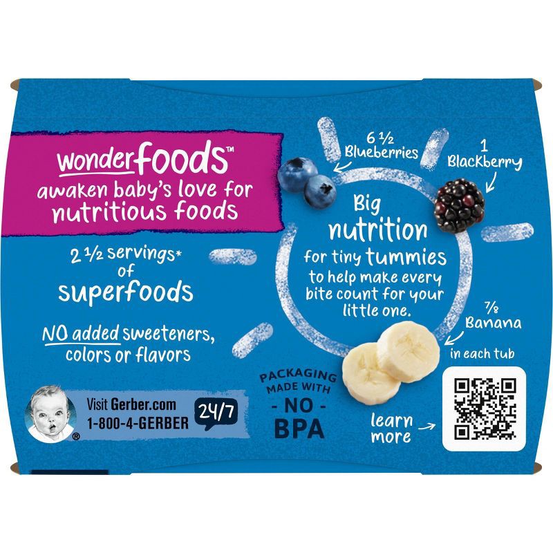 slide 7 of 7, Gerber Baby Food Stage 2 Banana Blackberry Blueberry Puree Tub - 4oz/2ct, 2 ct; 4 oz