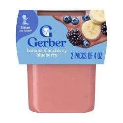 Gerber Baby Food Stage 2 Banana Blackberry Blueberry Puree Tub - 4oz/2ct