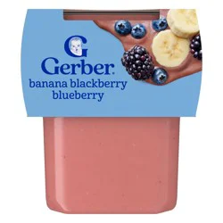 Gerber Non-GMO Baby Food Stage 2 Banana Blackberry Blueberry Puree Tub - 4oz/2ct