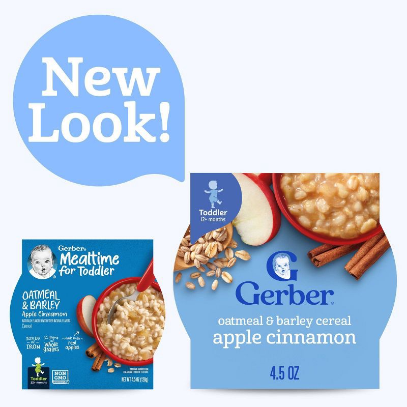 slide 7 of 8, Gerber Baby Food Oatmeal & Barley Apple Cinnamon Baby Cereal - 4.5oz, 4.5 oz
