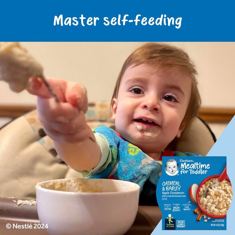 slide 9 of 10, Gerber Baby Food Oatmeal & Barley Apple Cinnamon Baby Cereal - 4.5oz, 4.5 oz