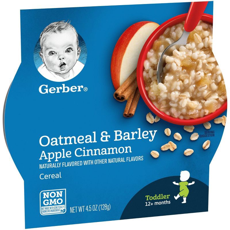 slide 10 of 10, Gerber Baby Food Oatmeal & Barley Apple Cinnamon Baby Cereal - 4.5oz, 4.5 oz