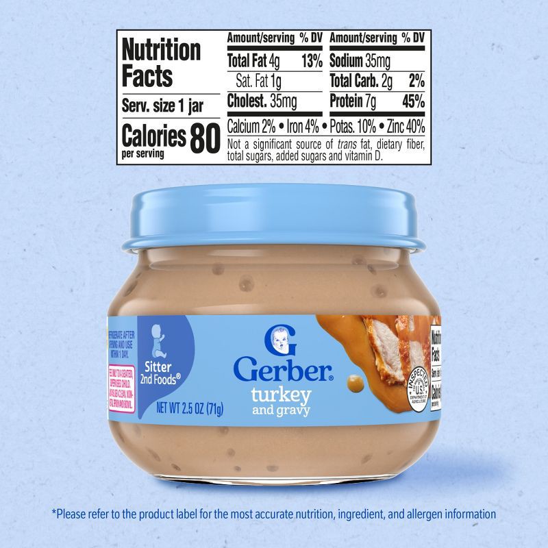slide 8 of 10, Gerber Baby Food Stage 2 Turkey & Gravy Puree Jar - 2.5oz, 2.5 oz