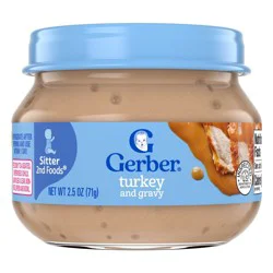 Gerber Baby Food Stage 2 Turkey & Gravy Puree Jar - 2.5oz: No Artificial Flavors, Ready To Eat, For 6 Months and Up
