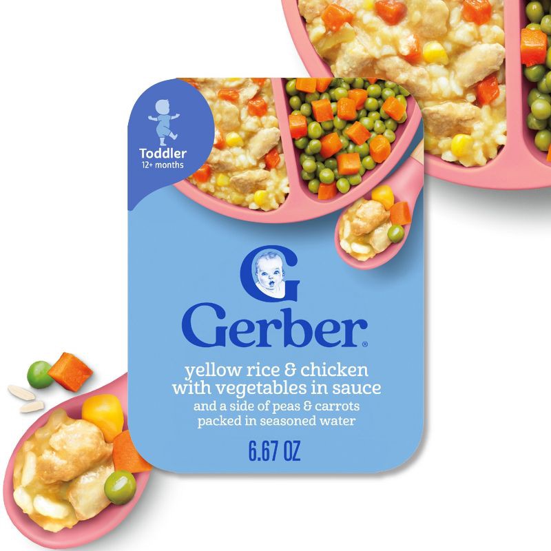 slide 2 of 8, Gerber Toddler Food Meals Yellow Rice & Chicken with Vegetables Sauce - 6.67oz​, 6.67 oz
