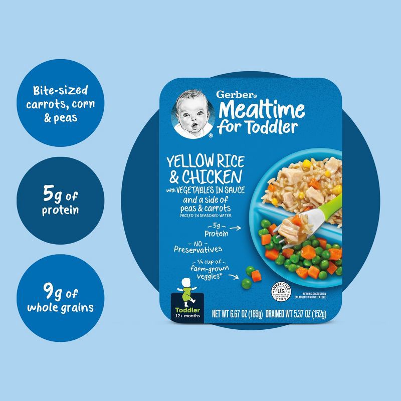 slide 5 of 9, Gerber Baby Food Yellow Rice & Chicken with Vegetables Sauce Toddler - 6.67oz, 6.67 oz