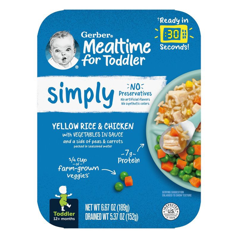 slide 1 of 9, Gerber Baby Food Yellow Rice & Chicken with Vegetables Sauce Toddler - 6.67oz, 6.67 oz