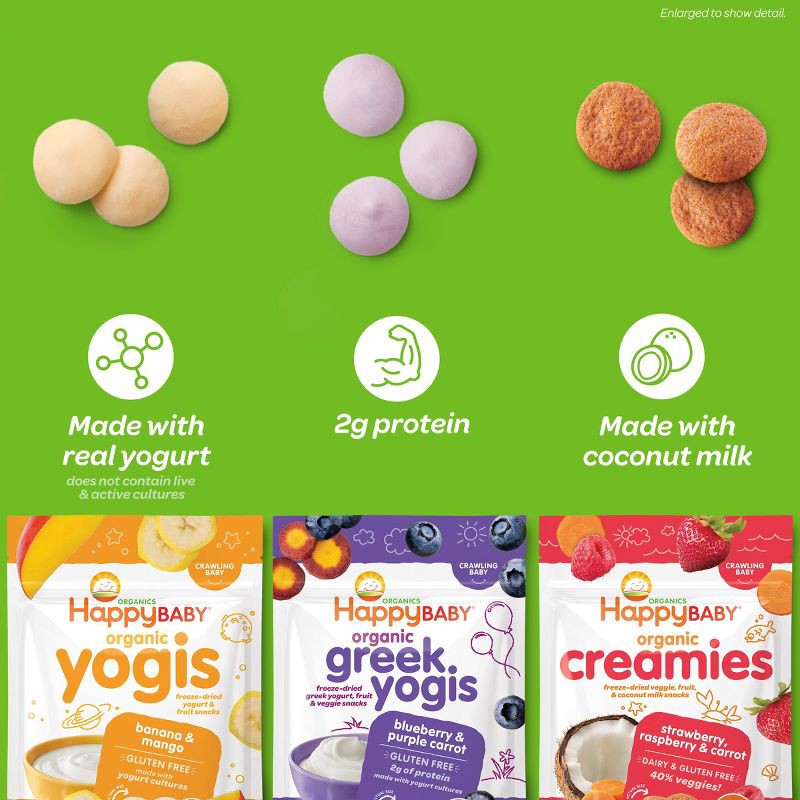 slide 6 of 6, Happy Family HappyBaby Organic Yogis Mixed Berry Yogurt & Fruit Baby Snacks - 1oz, 1 oz