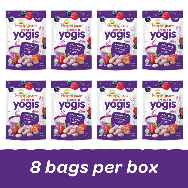 slide 7 of 11, Happy Baby HappyBaby Organic Yogis Mixed Berry Yogurt & Fruit Baby Snacks - 1oz, 1 oz