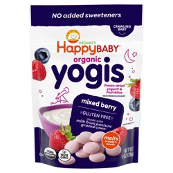 Happy Baby Organic Yogis Freeze-Dried Yogurt & Fruit Baby Snacks - Mixed Berry - 1oz: 9 Months and Up, 3rd Stage, Ready to Eat