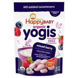 Happy Baby Organic Yogis Freeze-Dried Yogurt & Fruit Baby Snacks - Mixed Berry - 1oz: 9 Months and Up, 3rd Stage, Ready to Eat