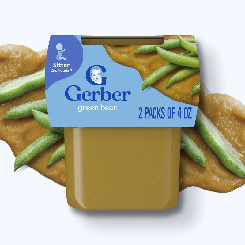 slide 7 of 10, Gerber Non-GMO Baby Food Stage 2 Green Bean Puree Tub - 2ct/8oz, 2 ct; 8 oz