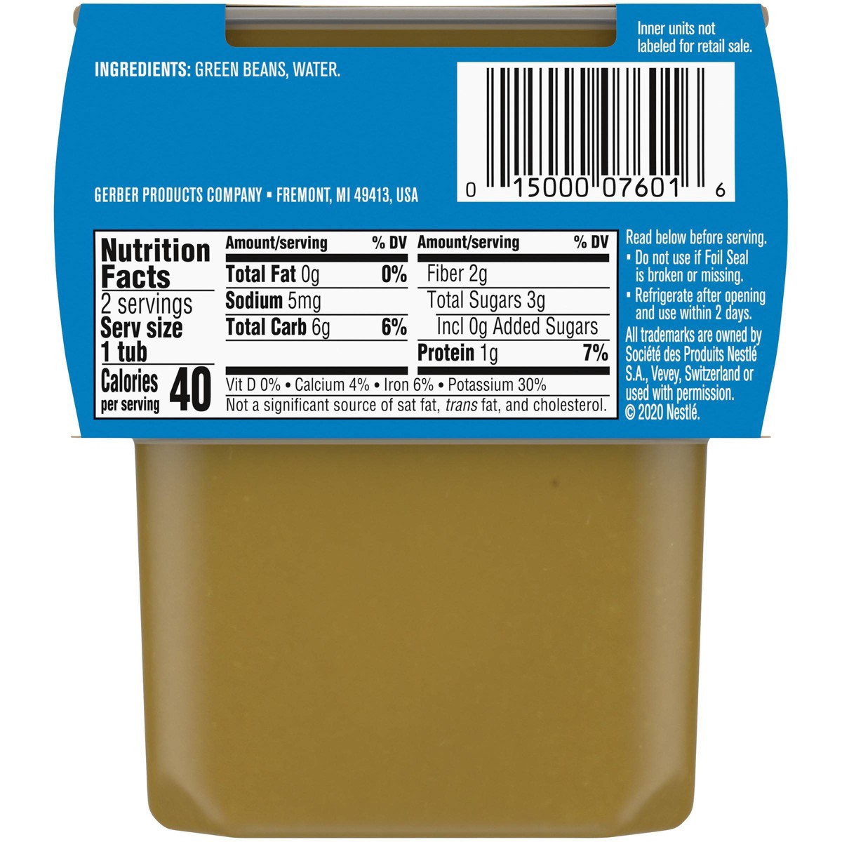slide 11 of 16, Gerber Sitter 2nd Foods Green Bean Baby Meals Tubs - 2ct/8oz, 2 ct; 8 oz