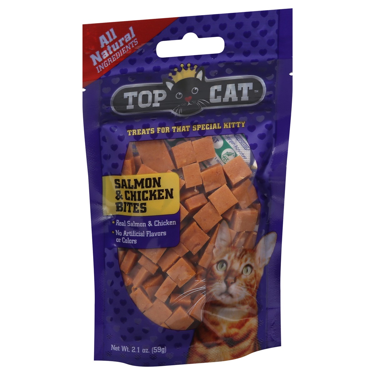 slide 4 of 15, Top Cat Salmon & Chicken Bites Cat Treat 2.1 oz, 2.1 oz