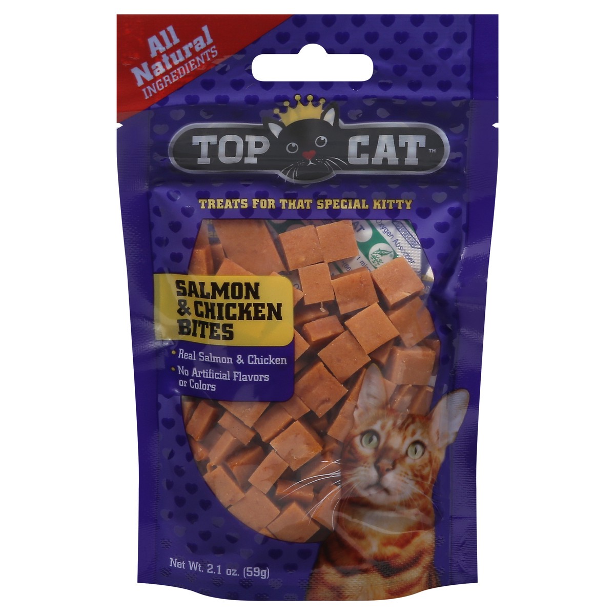slide 12 of 15, Top Cat Salmon & Chicken Bites Cat Treat 2.1 oz, 2.1 oz