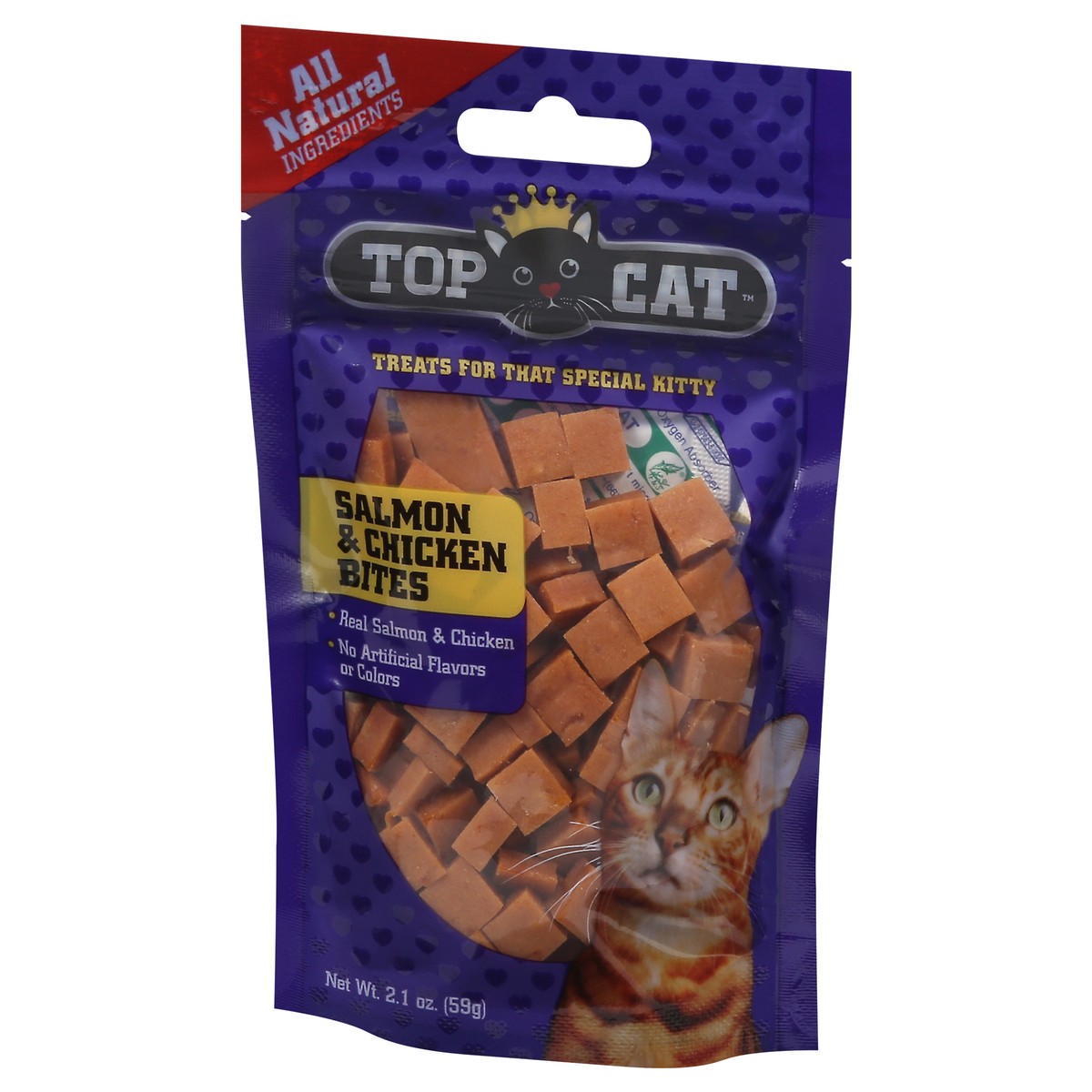 slide 8 of 15, Top Cat Salmon & Chicken Bites Cat Treat 2.1 oz, 2.1 oz