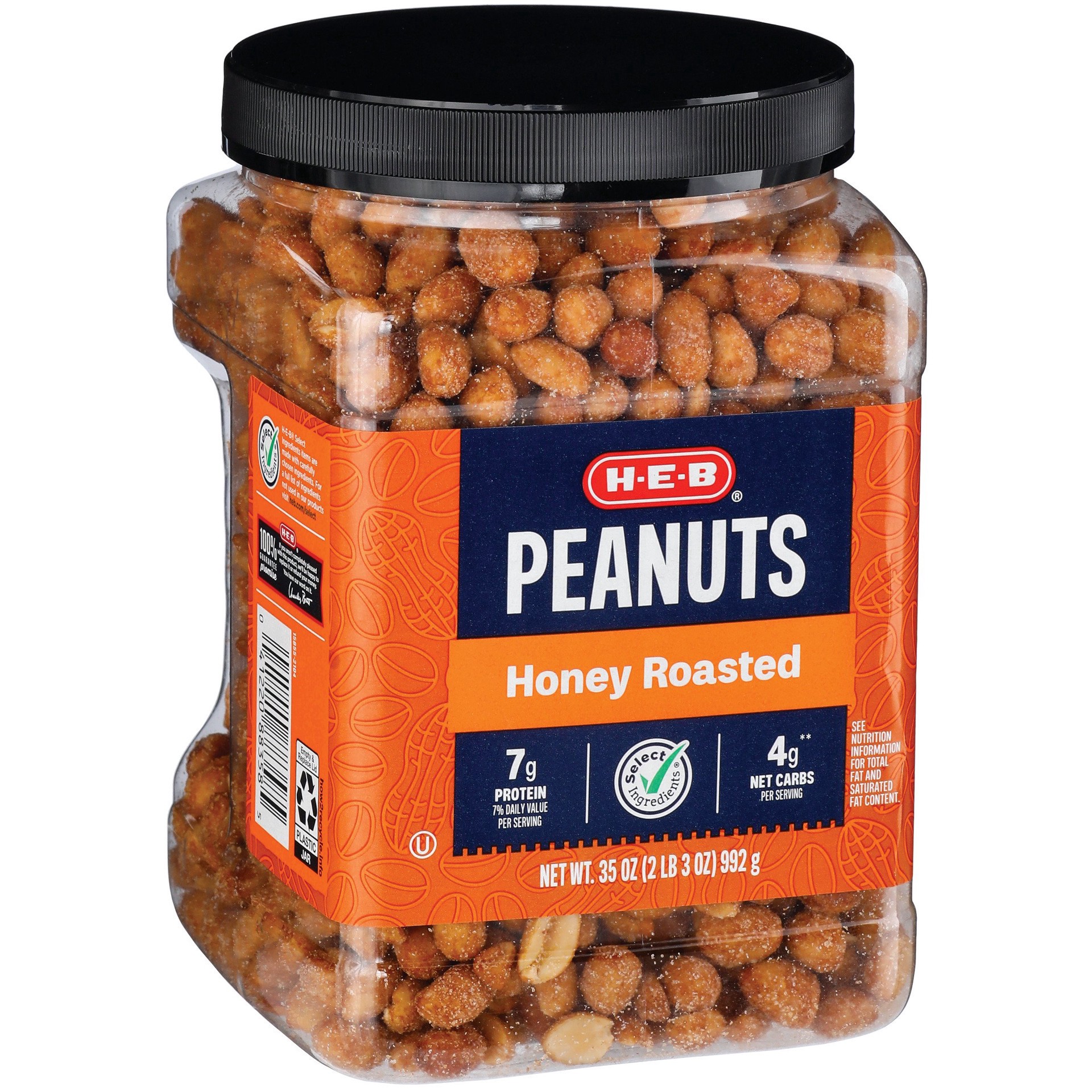 slide 1 of 1, H-E-B Honey Roasted Peanuts, 35 oz