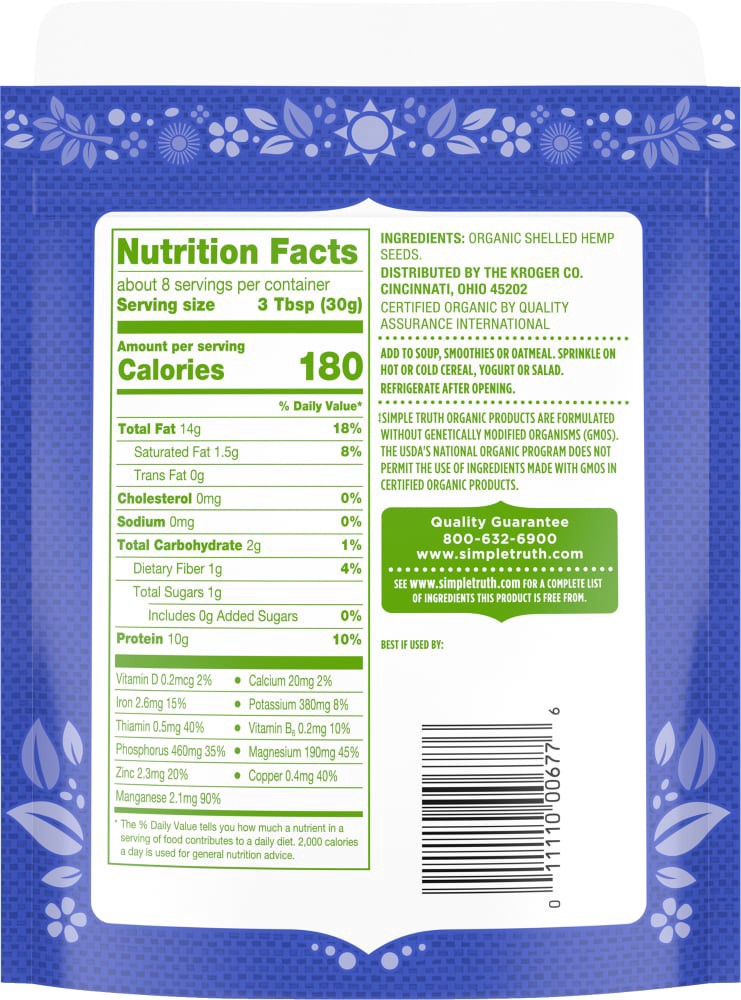 slide 2 of 2, Simple Truth Organic Shelled Hemp Seeds, 8 oz