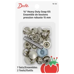 Dritz Snap & Tool Kit, Heavy Duty - Nickel-Plated Brass, Size 24 (5/8")