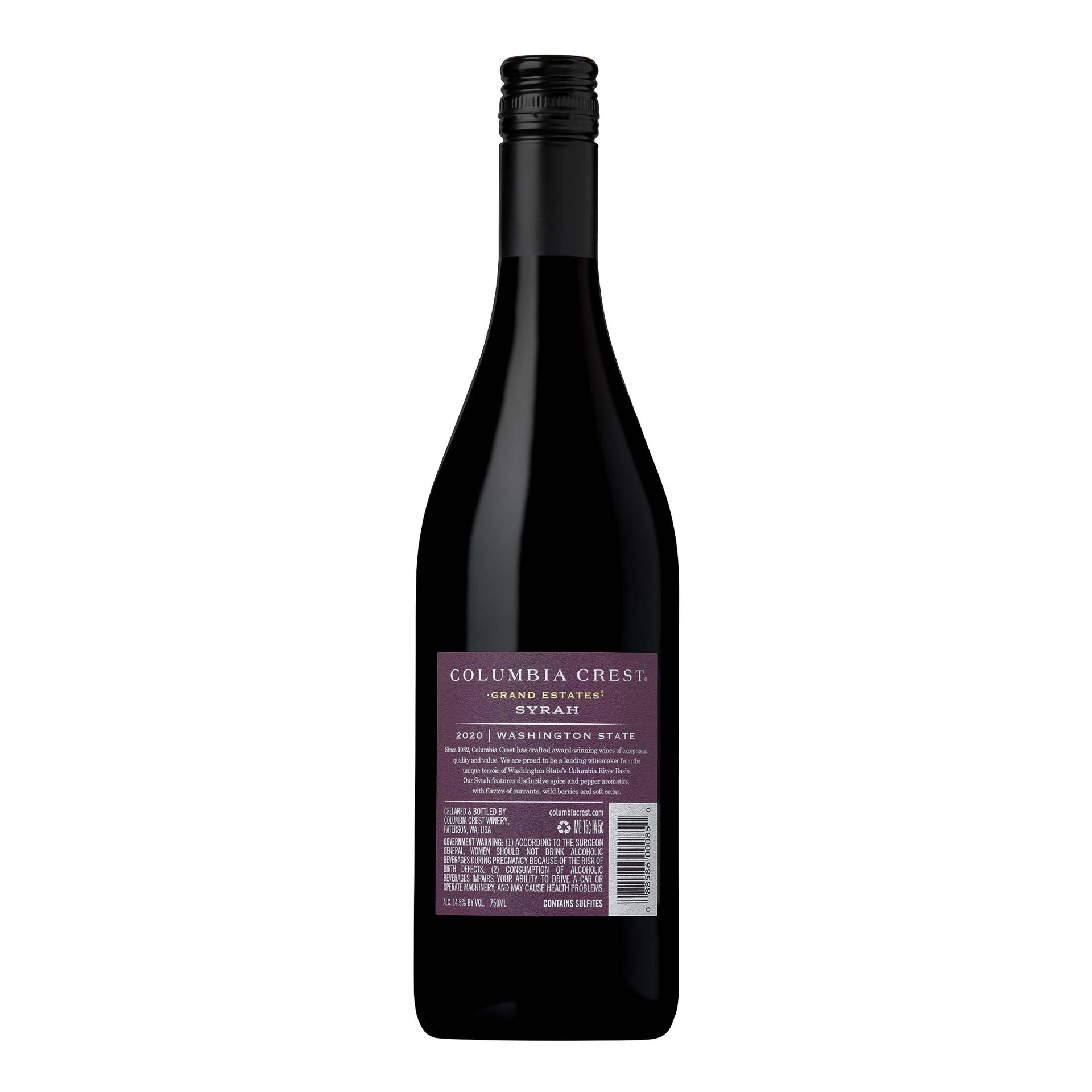 slide 4 of 7, Columbia Crest Grand Estates Syrah, Red Wine, 750 mL Bottle, 750 ml