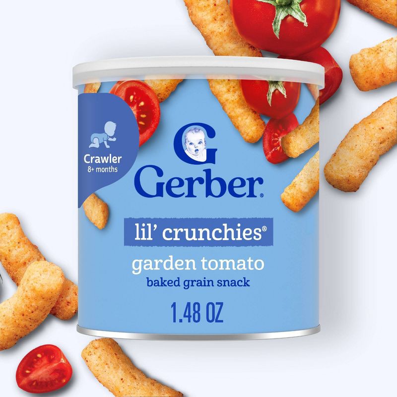 slide 2 of 9, Gerber Baby Food Garden Tomato Crunchies Baby Snacks - 1.48oz, 1.48 oz