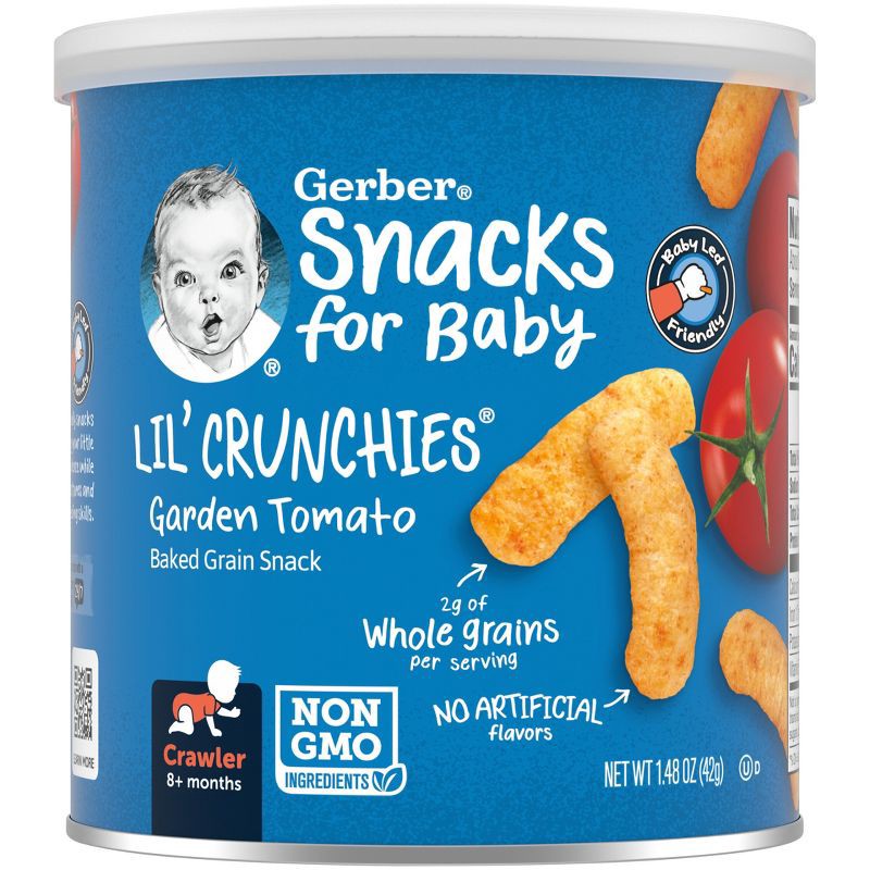 slide 1 of 8, Gerber Baby Food Garden Tomato Crunchies Baby Snacks - 1.48oz, 1.48 oz