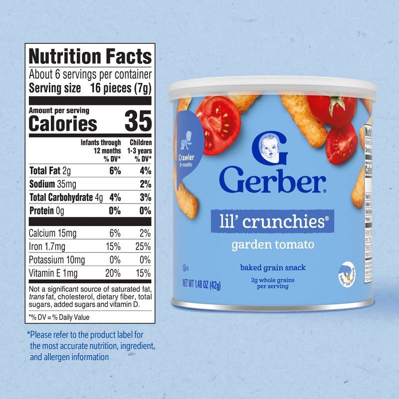 slide 8 of 9, Gerber Baby Food Garden Tomato Crunchies Baby Snacks - 1.48oz, 1.48 oz