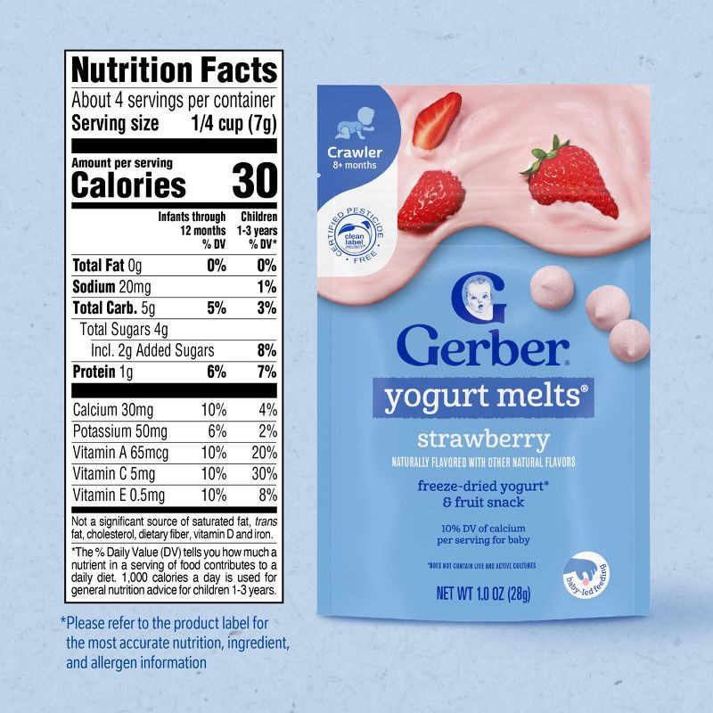 slide 8 of 9, Gerber Toddler Snacks Strawberry Yogurt Melts - 1oz, 1 oz