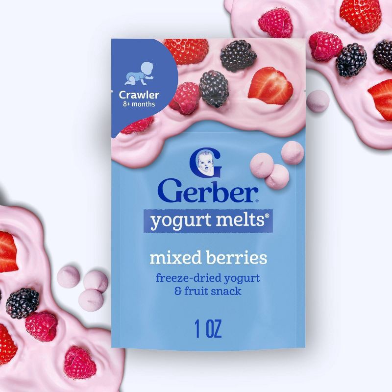 slide 2 of 9, Gerber Baby Food Mixed Berries Freeze-Dried Yogurt Melts Baby Snack - 1oz, 1 oz