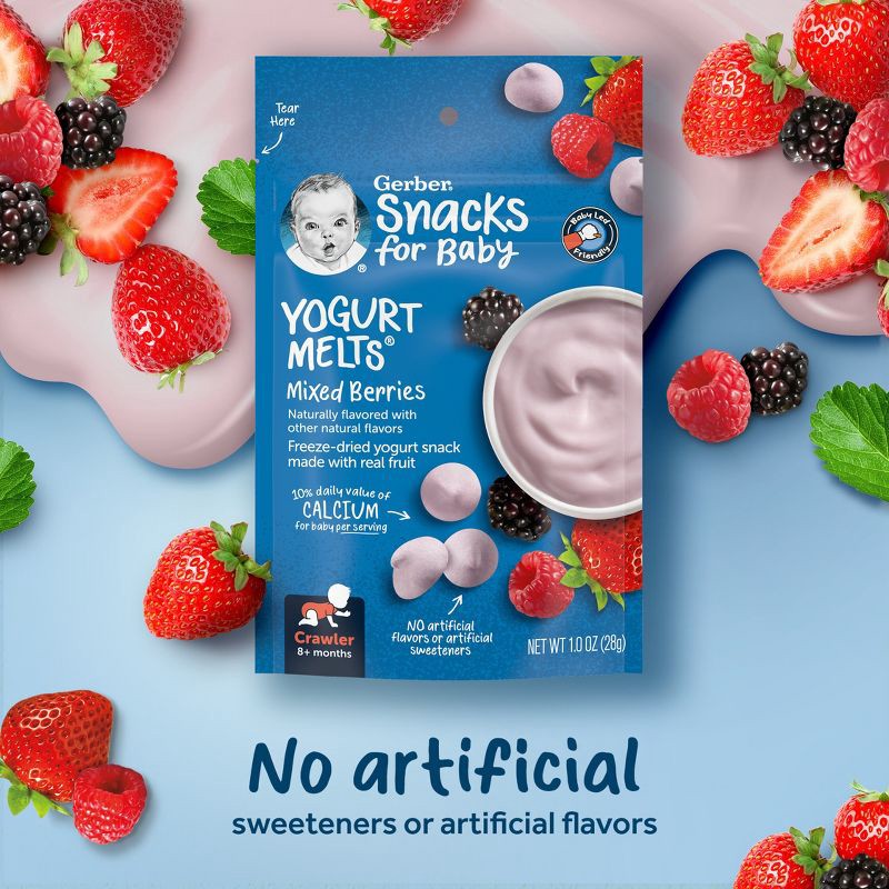 slide 3 of 9, Gerber Baby Food Mixed Berries Freeze-Dried Yogurt Melts Baby Snack - 1oz, 1 oz