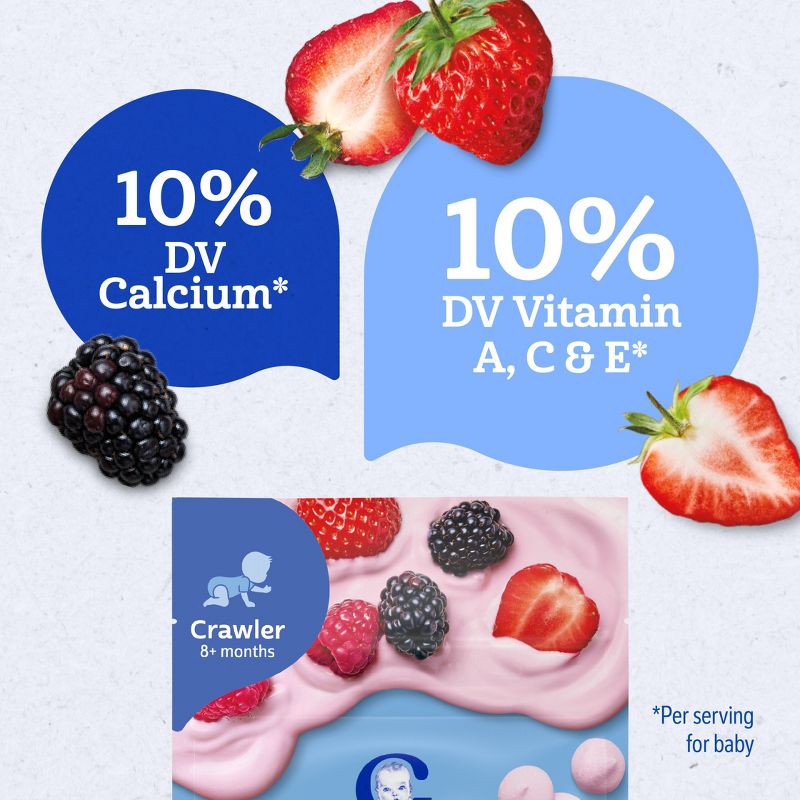 slide 4 of 9, Gerber Baby Food Mixed Berries Freeze-Dried Yogurt Melts Baby Snack - 1oz, 1 oz