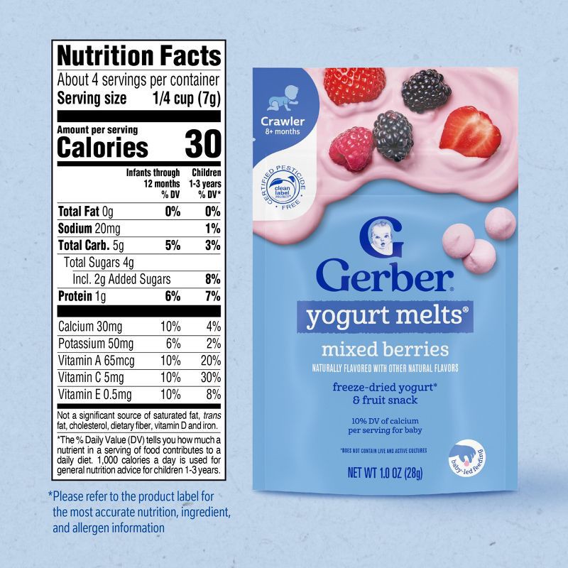 slide 8 of 9, Gerber Baby Food Mixed Berries Freeze-Dried Yogurt Melts Baby Snack - 1oz, 1 oz