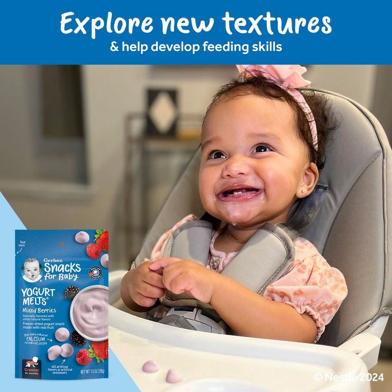 slide 9 of 9, Gerber Baby Food Mixed Berries Freeze-Dried Yogurt Melts Baby Snack - 1oz, 1 oz