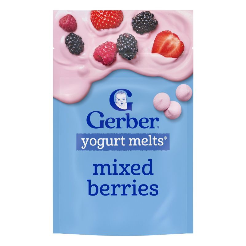 slide 1 of 9, Gerber Baby Food Mixed Berries Freeze-Dried Yogurt Melts Baby Snack - 1oz, 1 oz