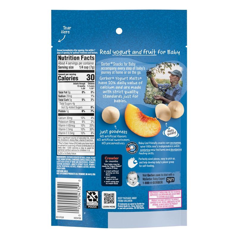 slide 2 of 10, Gerber Baby Food Peach Freeze-Dried Yogurt Melts Baby Snacks - 1oz, 1 oz