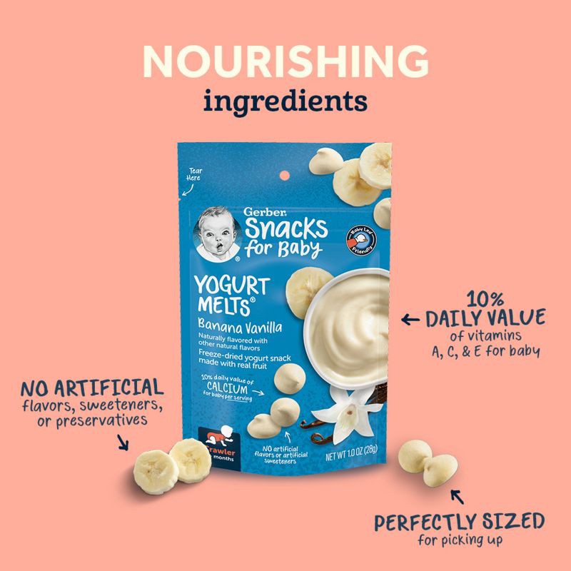 slide 4 of 10, Gerber Baby Food Peach Freeze-Dried Yogurt Melts Baby Snacks - 1oz, 1 oz