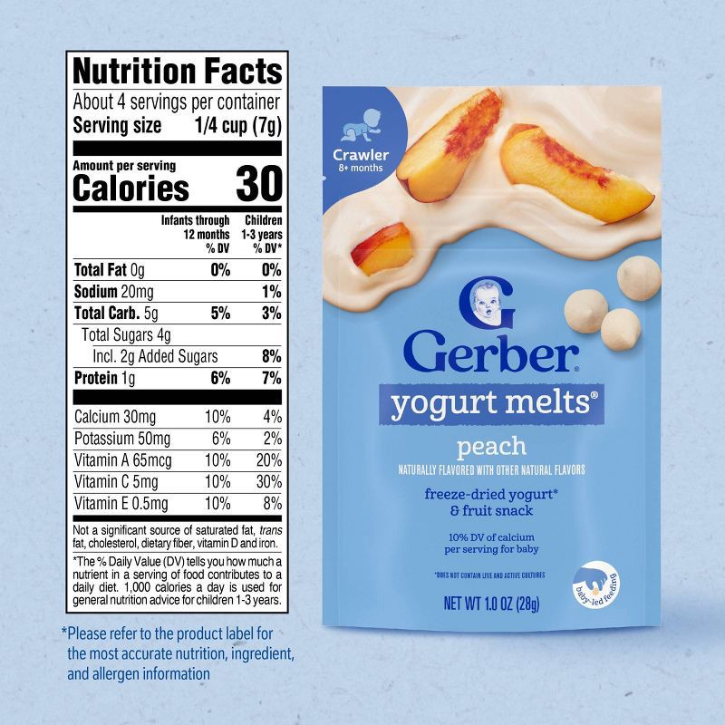 slide 3 of 9, Gerber Baby Food Peach Freeze-Dried Yogurt Melts Baby Snacks - 1oz, 1 oz