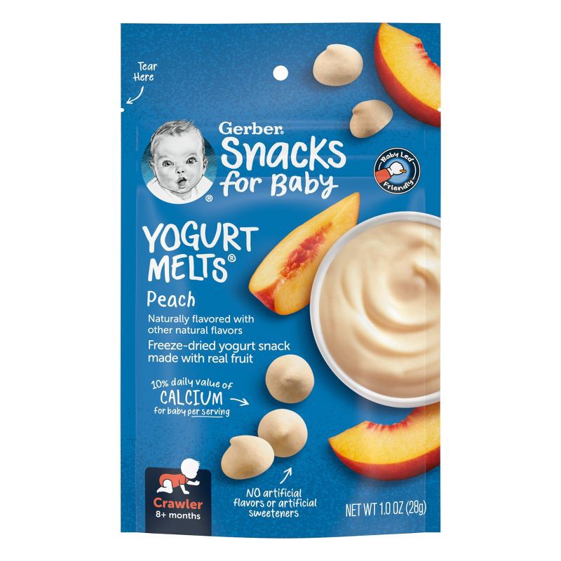 slide 1 of 10, Gerber Baby Food Peach Freeze-Dried Yogurt Melts Baby Snacks - 1oz, 1 oz