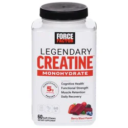 Force Factor Legendary Berry Blast Flavor Creatine Monohydrate 60 Soft Chews