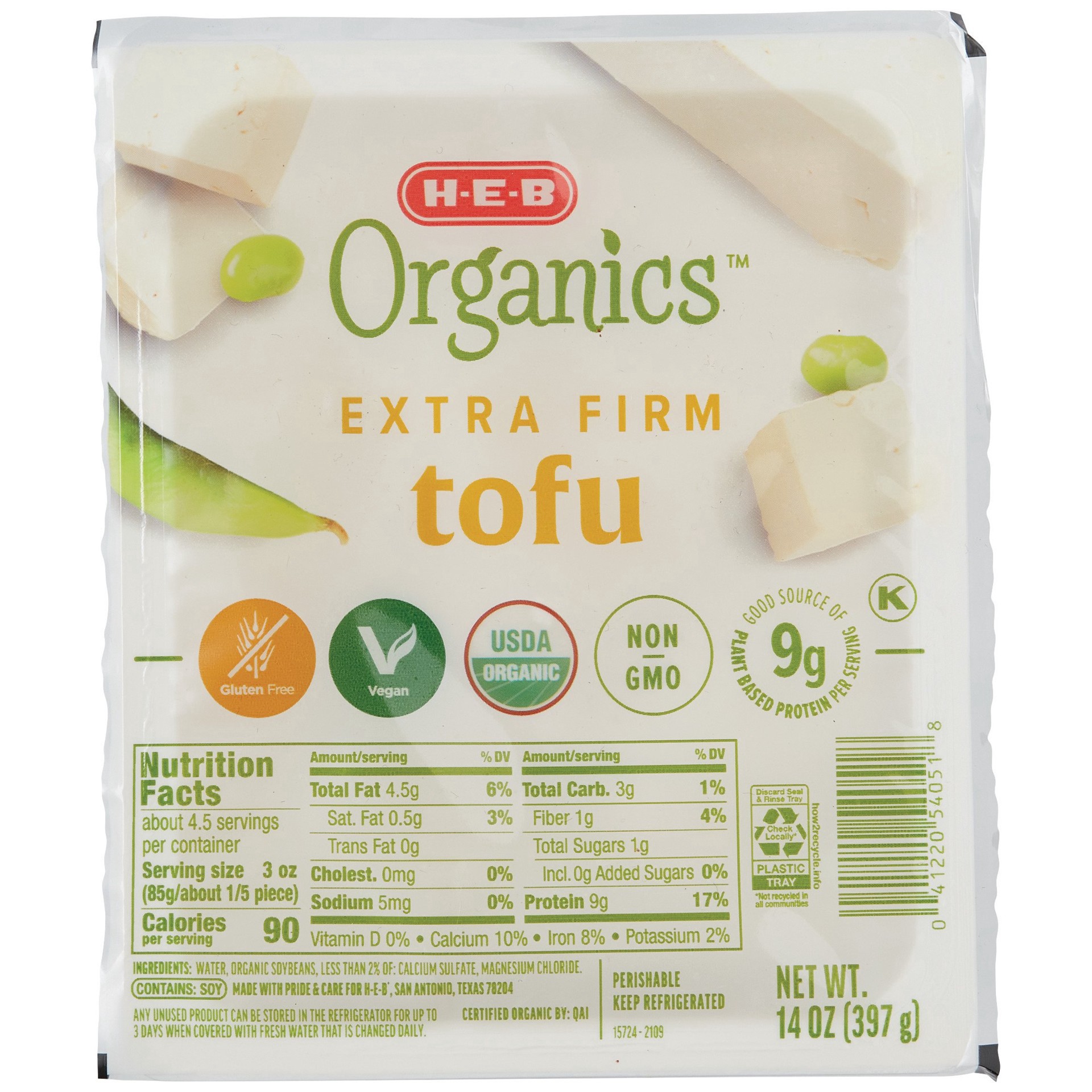 slide 1 of 1, H-E-B Organics Tofu - Extra Firm, 14 oz