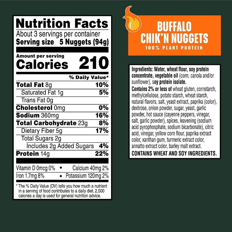 slide 3 of 7, MorningStar Farms Veggitizers Frozen Plant Based Chik'n Nuggets Buffalo - 10.5oz, 10.5 oz