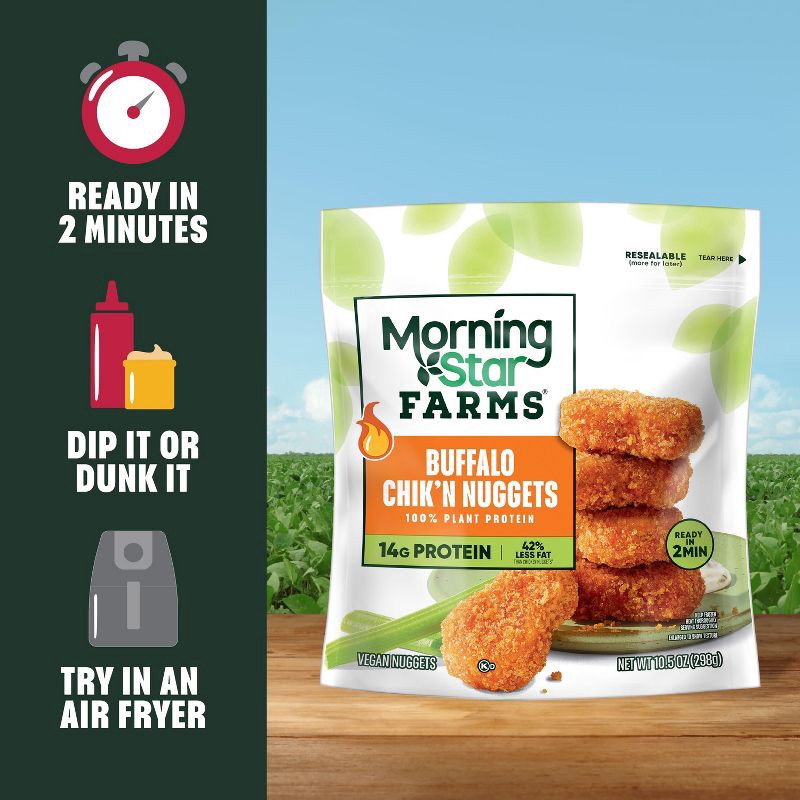 slide 5 of 7, MorningStar Farms Veggitizers Frozen Plant Based Chik'n Nuggets Buffalo - 10.5oz, 10.5 oz
