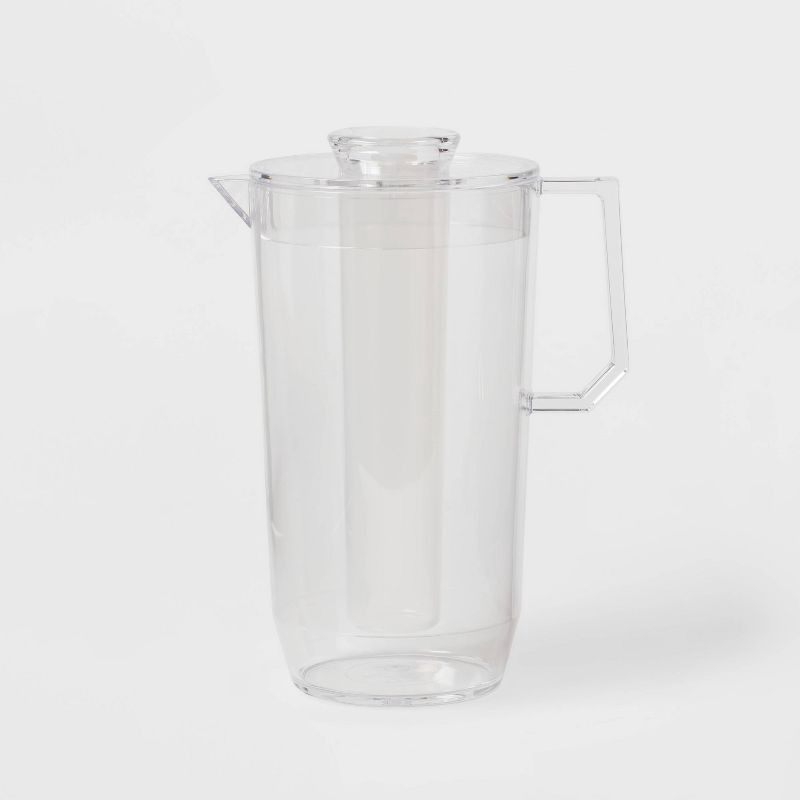 slide 1 of 4, 2.4L Plastic Pitcher - Room Essentials™: Clear Drink Server, Dishwasher-Safe, Cold Beverages, 9.5" Height, 2.4 liter