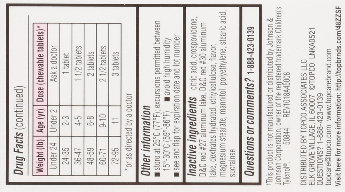 slide 6 of 10, TopCare Health Children's Bubble Gum Flavor 160 mg Pain & Fever 24 Chewable Tablets, 24 ct