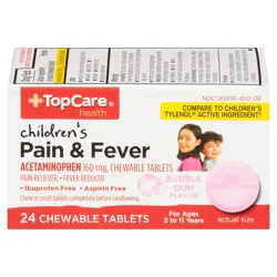 TopCare Health Children's Bubble Gum Flavor 160 mg Pain & Fever 24 Chewable Tablets